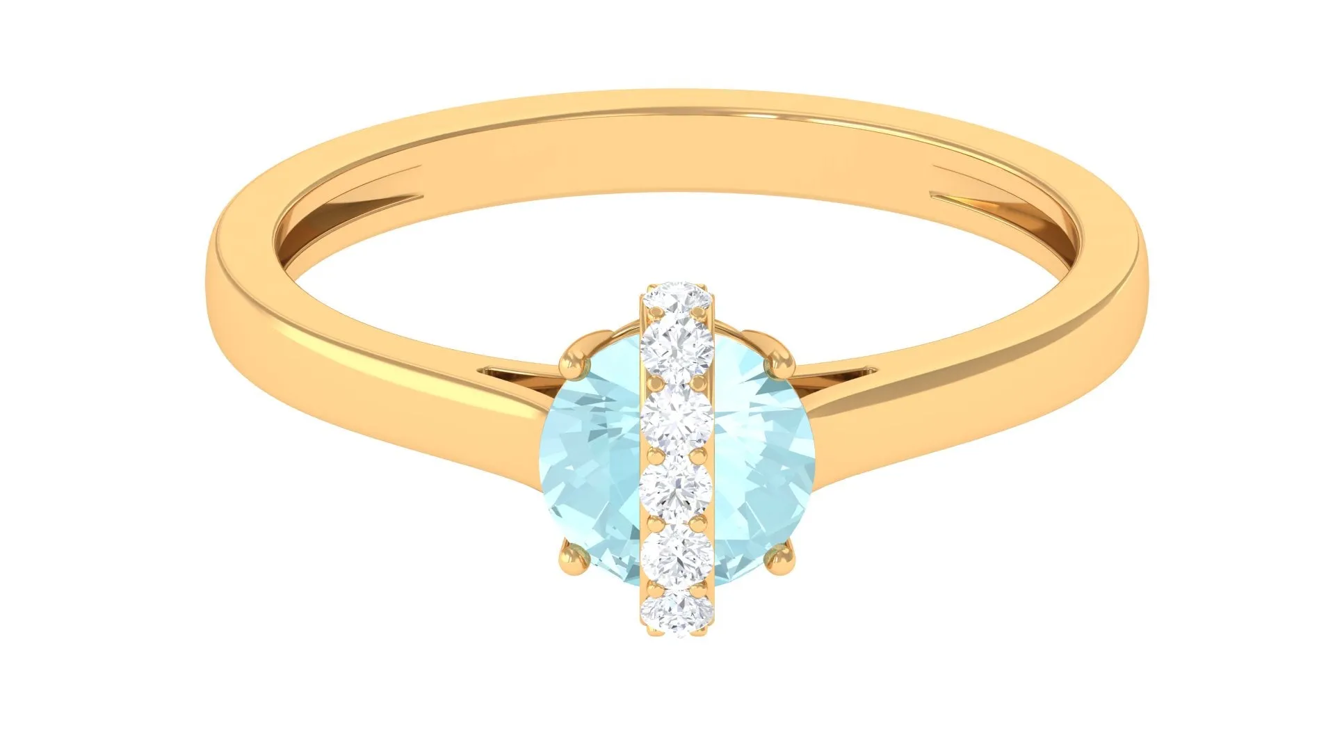 Round Sky Blue Topaz Designer Engagement Ring