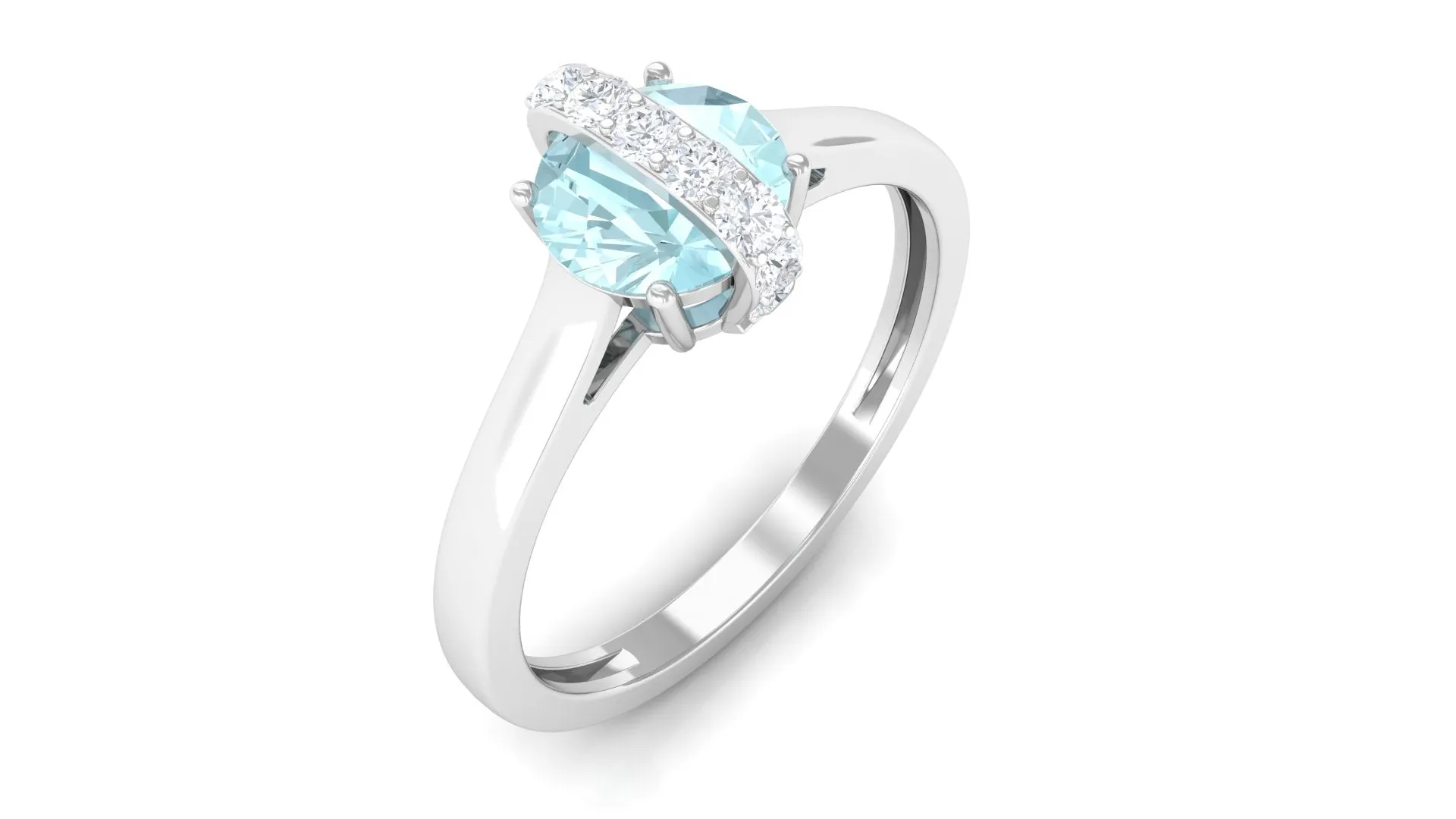 Round Sky Blue Topaz Designer Engagement Ring