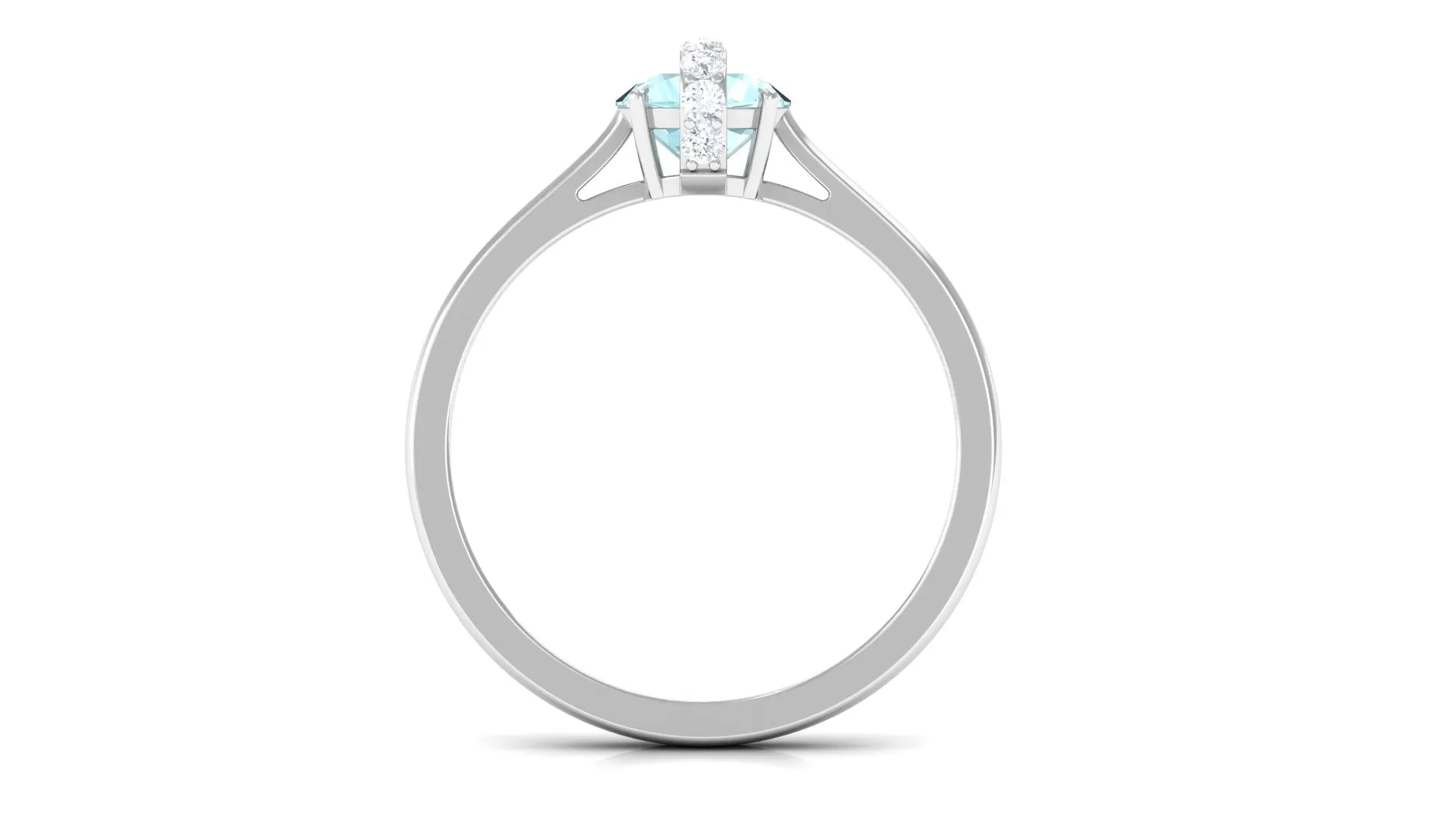 Round Sky Blue Topaz Designer Engagement Ring