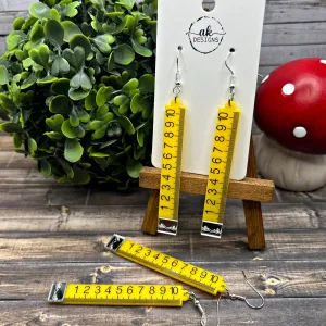 Ruler School Teacher Student Construction Tape Measure Acrylic Silver/Silver-tone  Earrings, Hypoallergenic Gift