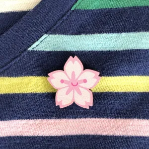 Sakura Cherry Blossom Kawaii Wooden Pin