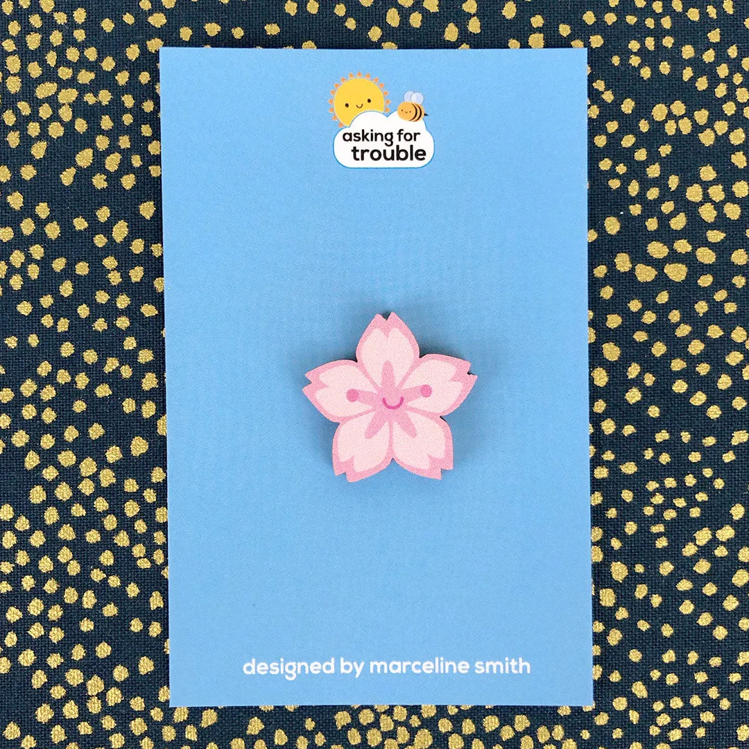 Sakura Cherry Blossom Kawaii Wooden Pin