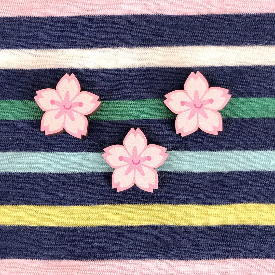 Sakura Cherry Blossom Kawaii Wooden Pin