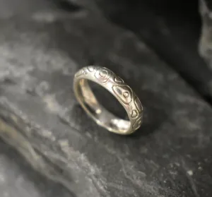 Silver Artistic Ring - Unique Silver Band - Engraved Silver Ring