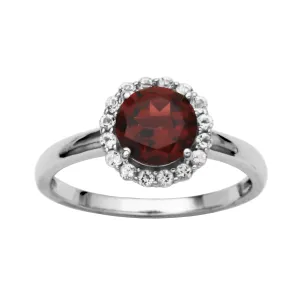 Silver Birthstone Ring- Garnet