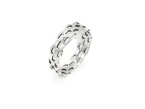 Silver Geometric Ring - Artistic Silver Ring - Hollow Pattern Band