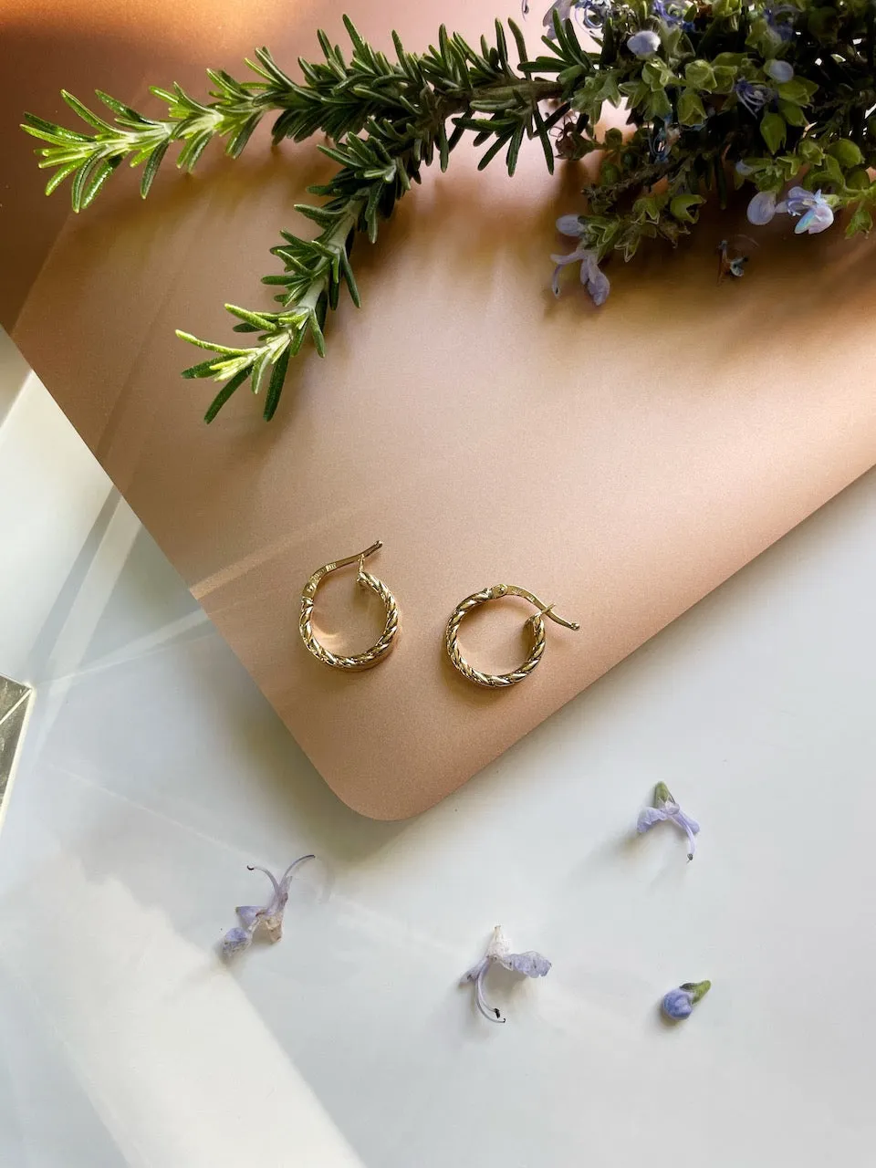 Solid Gold Braided Hoop Earrings