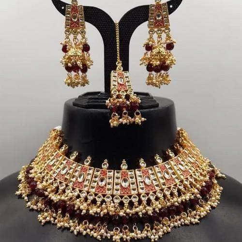 Square Block Meena Necklace Set