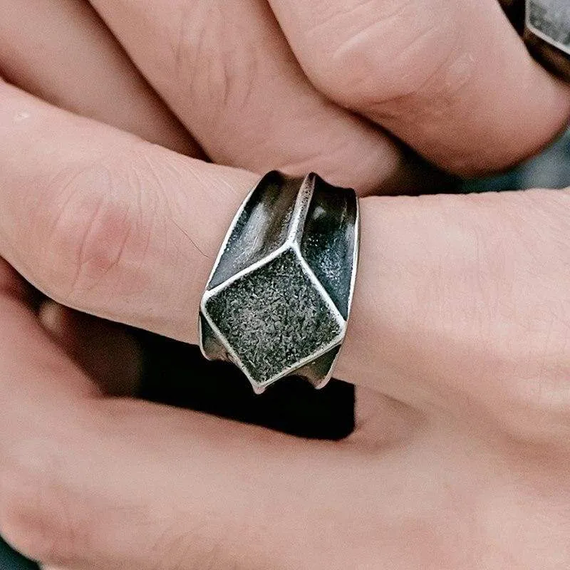 steel soldier high polish hexagon fashion ring stainless steel angle unqiue biker jewelry for men and women