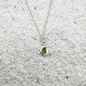 Sterling Silver & Seaglass Pendant in Yellow