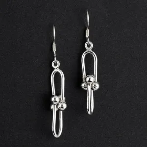 Sterling Silver Beaded Chain Drop Earrings