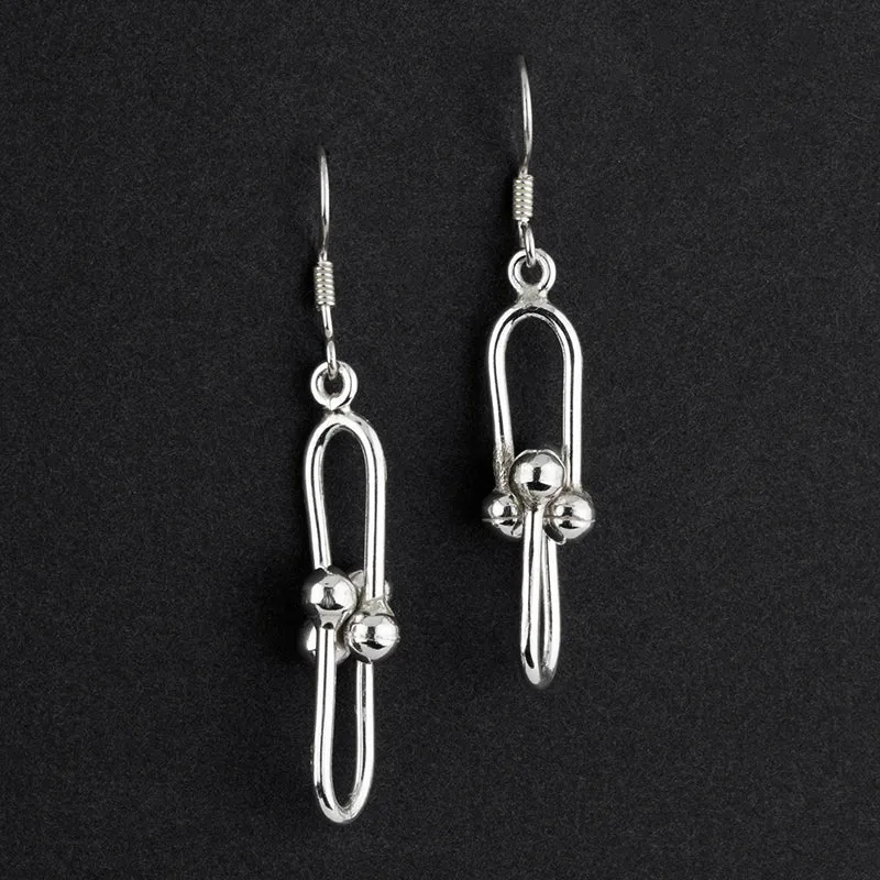 Sterling Silver Beaded Chain Drop Earrings