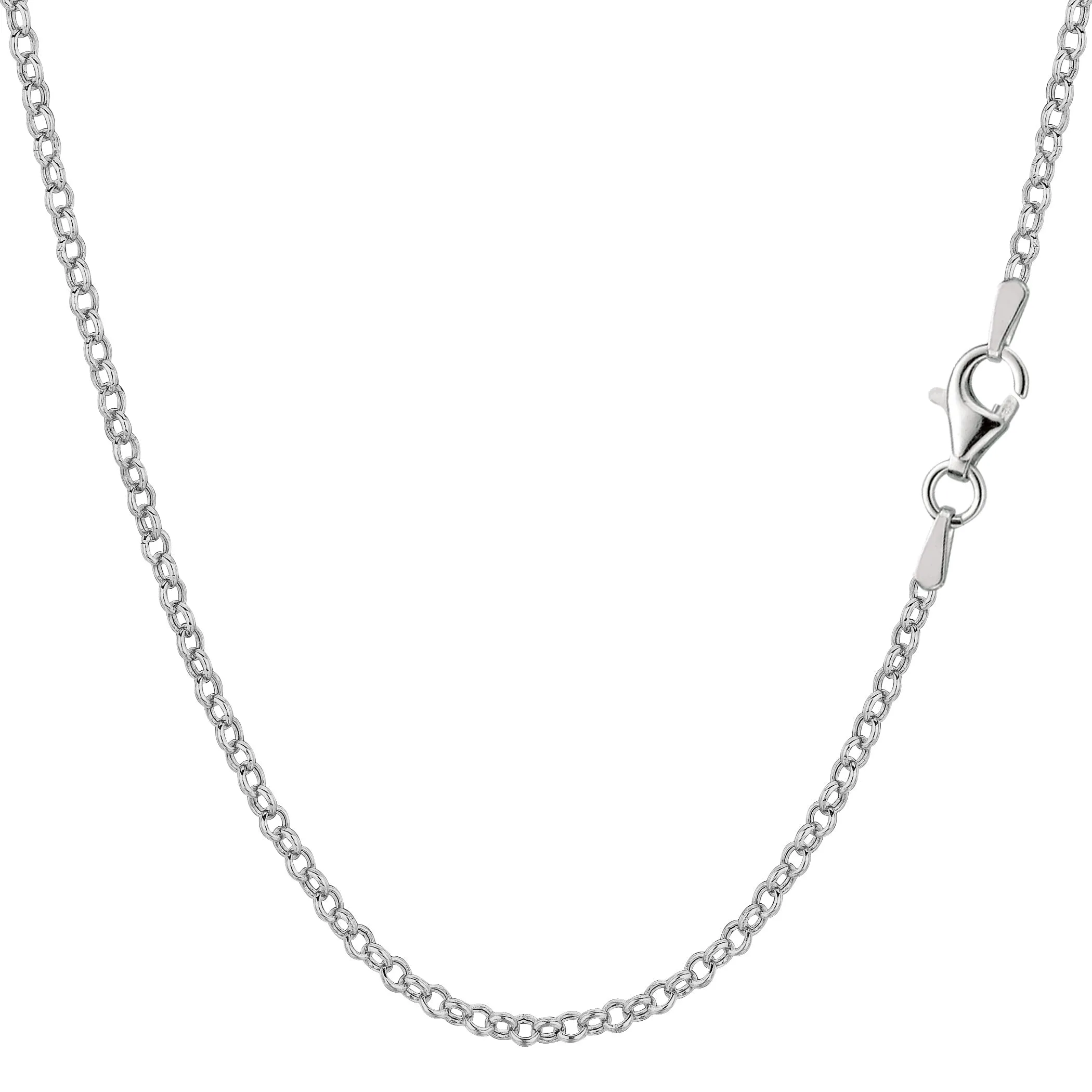 Sterling Silver Rhodium Plated Rolo Chain Necklace, 1,8mm