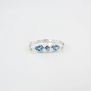 Sterling Silver Ring with Three Swiss Blue Topaz