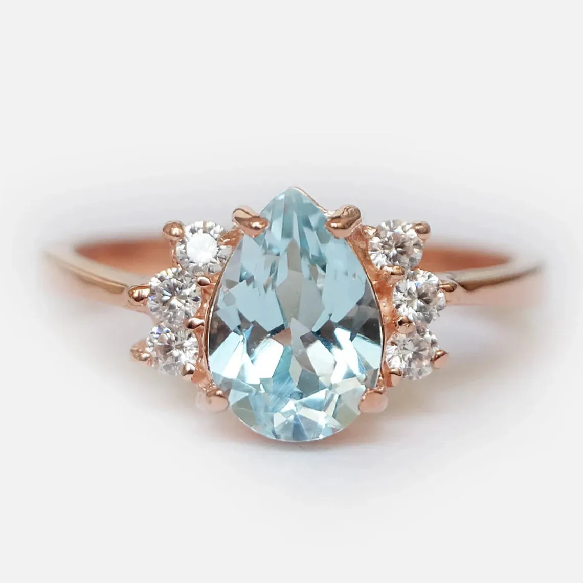 Swiss Blue Topaz Statement Ring - 14k Rose Gold Vermeil Ring