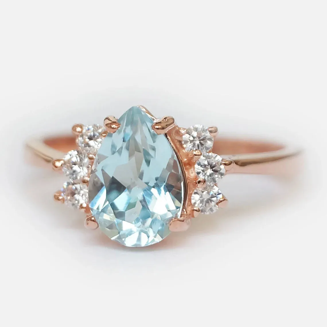 Swiss Blue Topaz Statement Ring - 14k Rose Gold Vermeil Ring