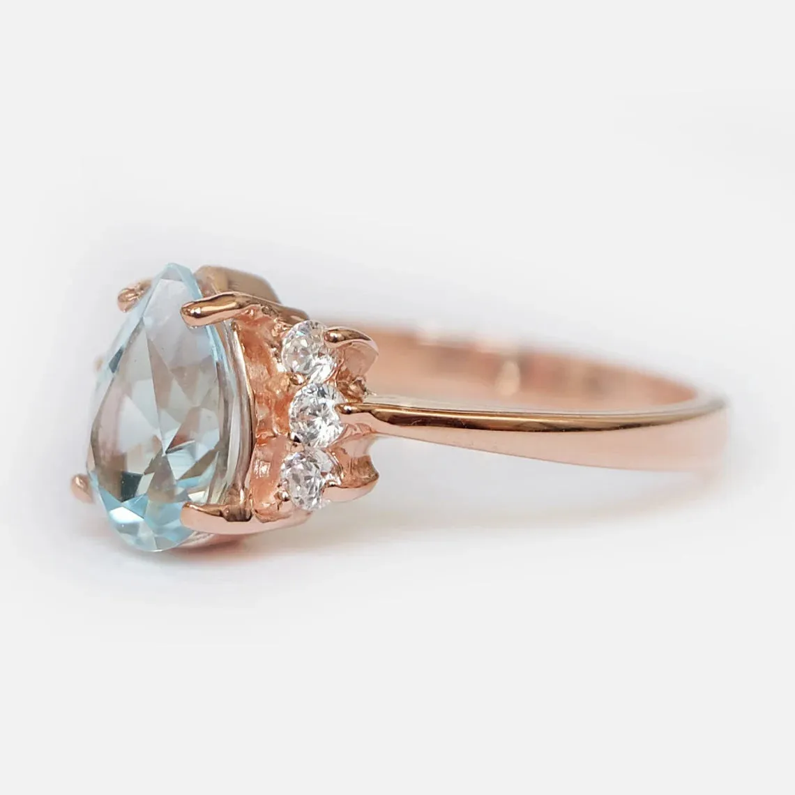 Swiss Blue Topaz Statement Ring - 14k Rose Gold Vermeil Ring