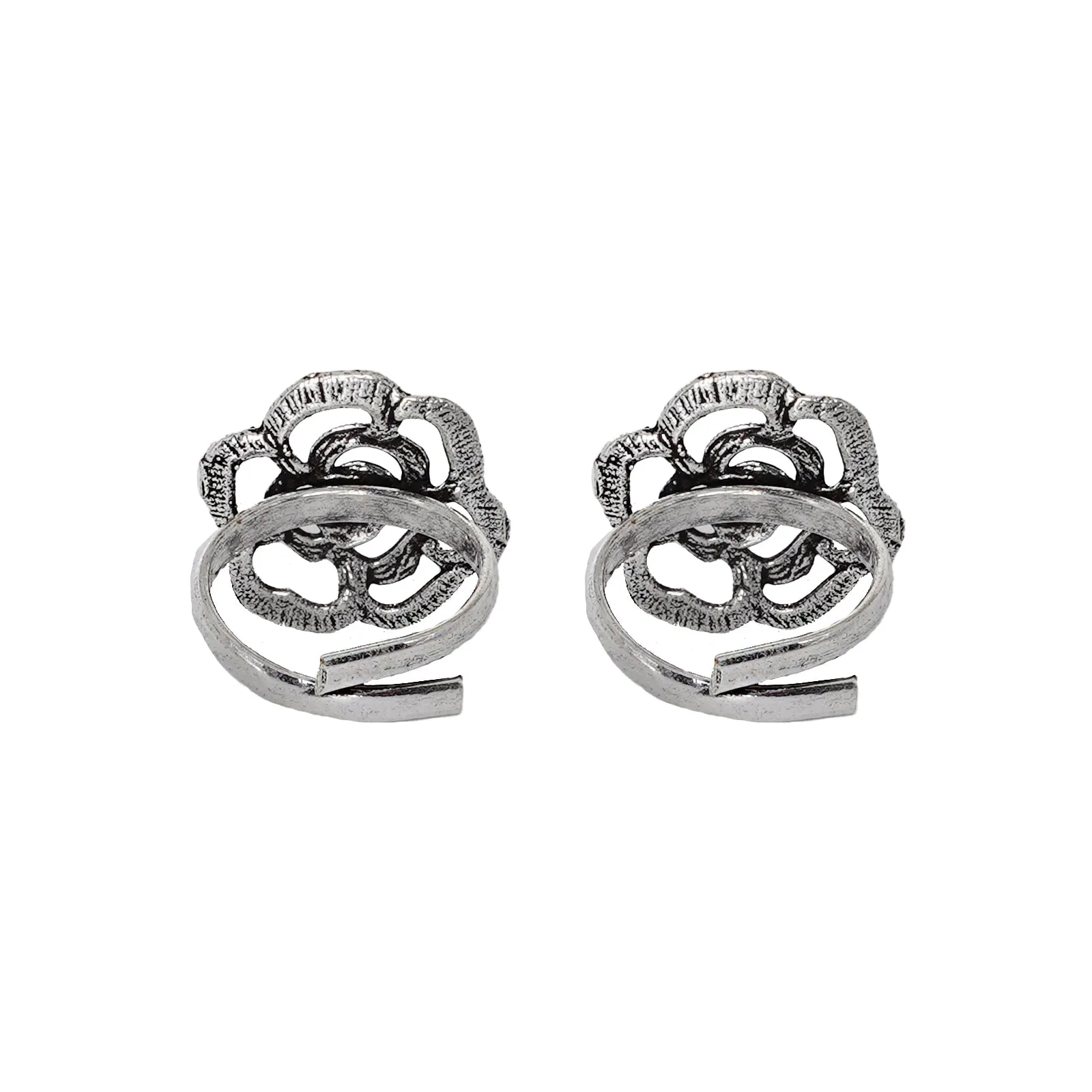 Teejh Akhila Silver Oxidised Toe Rings