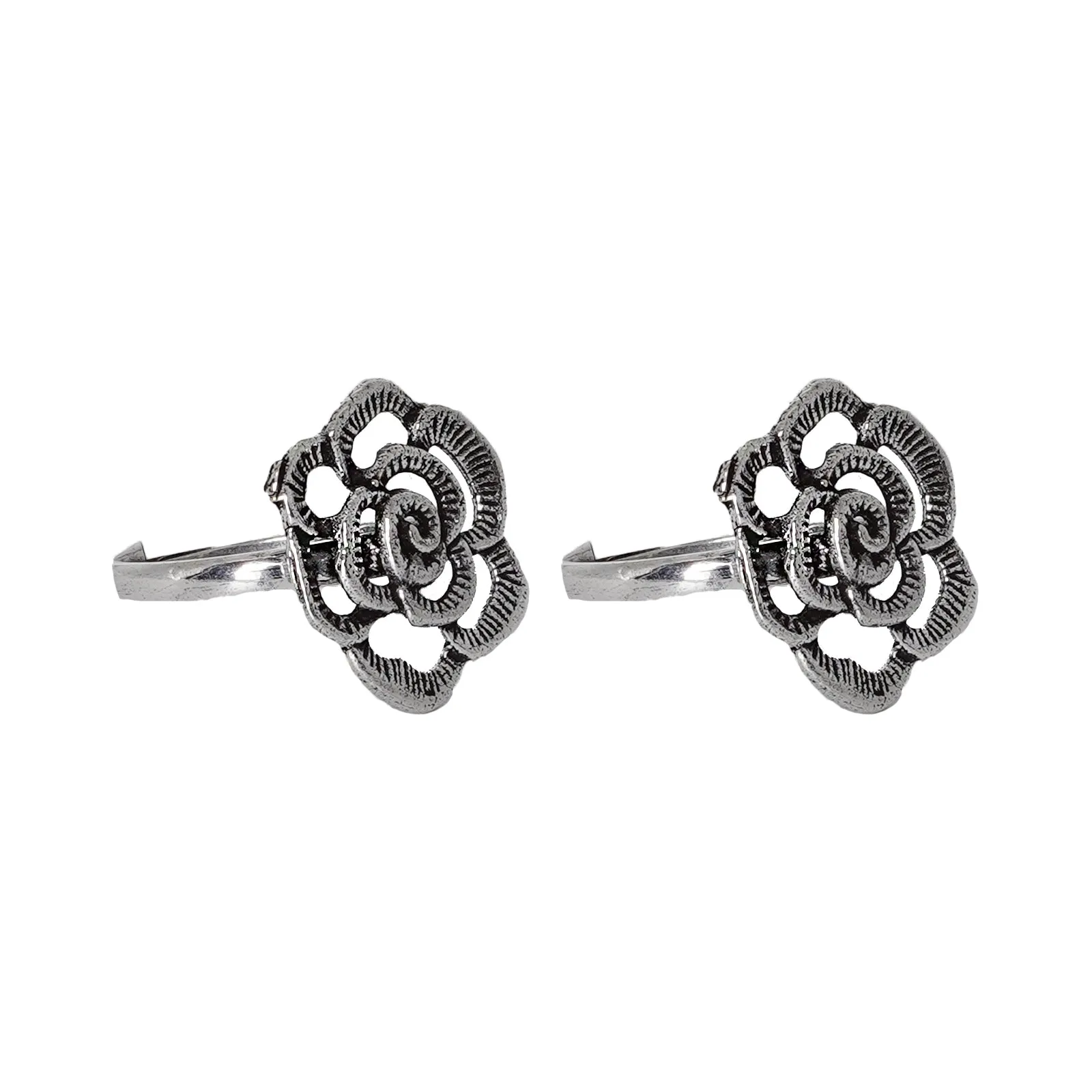 Teejh Akhila Silver Oxidised Toe Rings