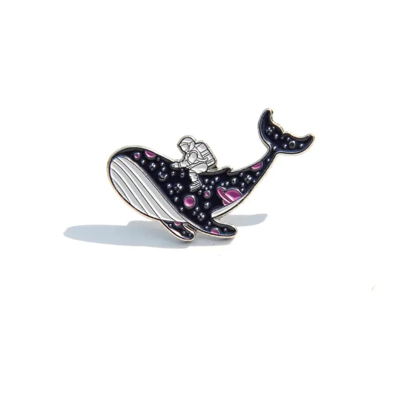 Tells a Story of Whale and Girl Brooch Pins Enamel Metal Badges Lapel Pin Brooches Jackets Jeans Fashion Jewelry Accessories