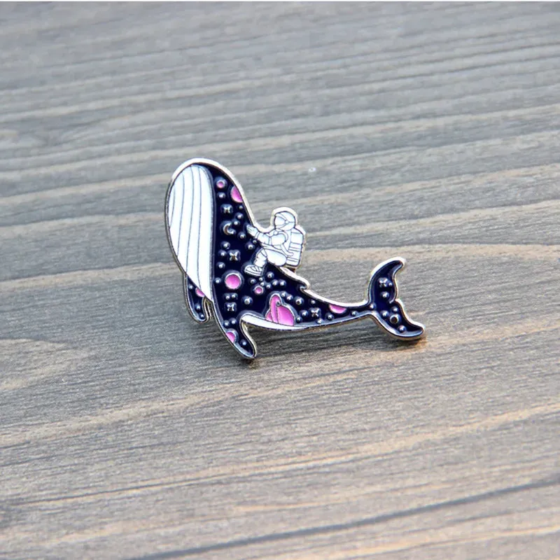 Tells a Story of Whale and Girl Brooch Pins Enamel Metal Badges Lapel Pin Brooches Jackets Jeans Fashion Jewelry Accessories