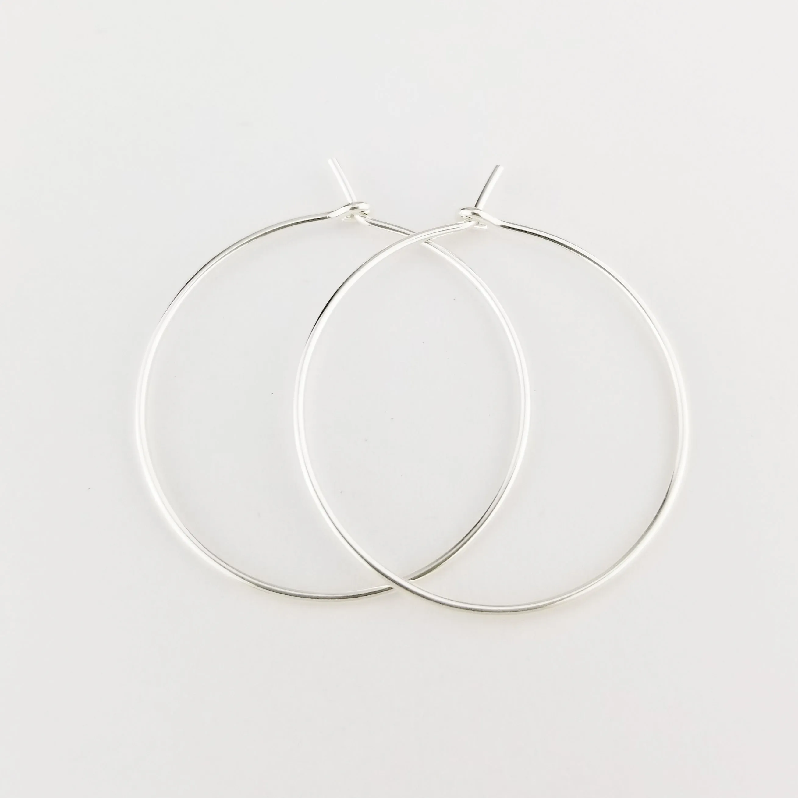 Thin Classic Silver Hoop Earrings