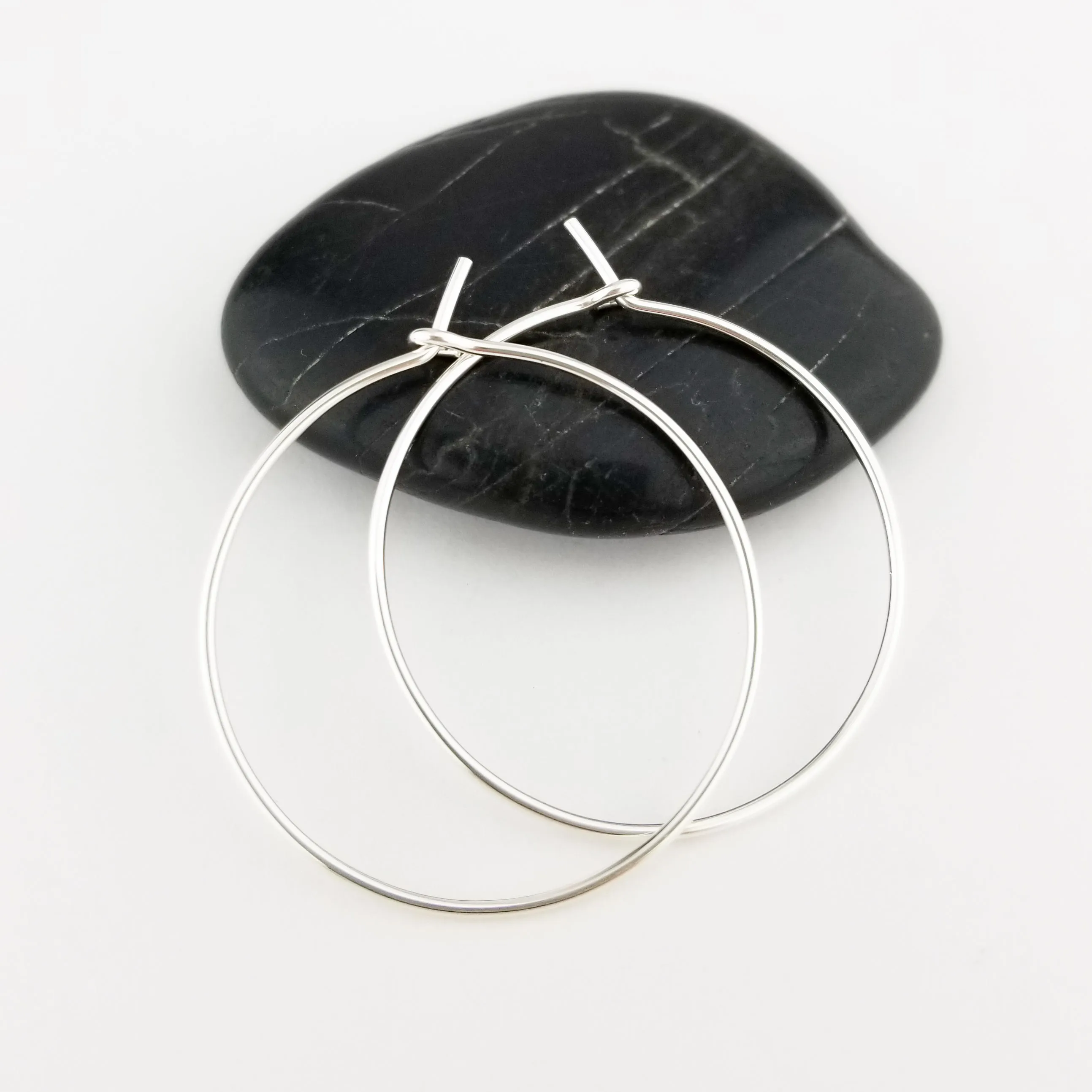 Thin Classic Silver Hoop Earrings