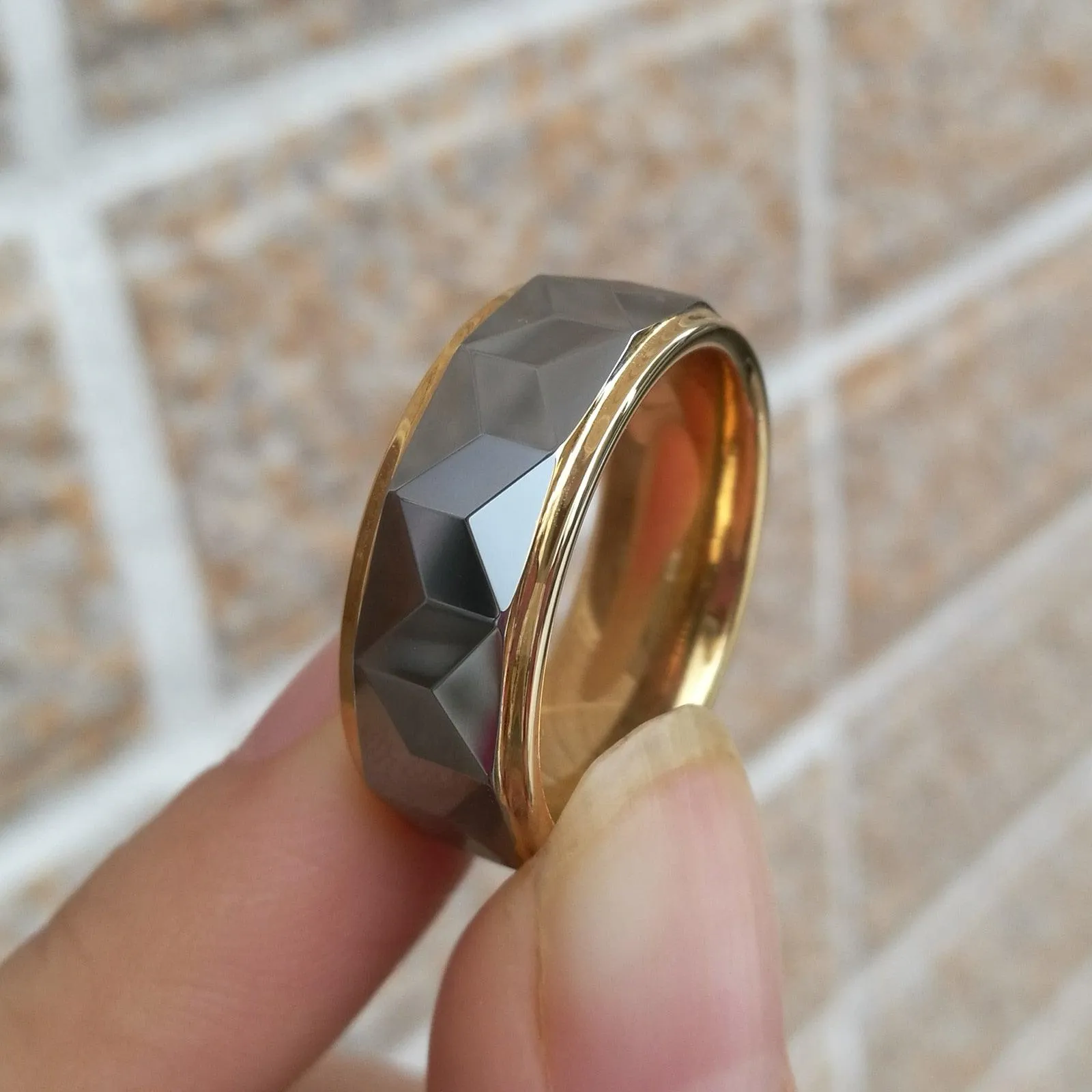 Tungsten Carbide Yellow Gold Rings For Men