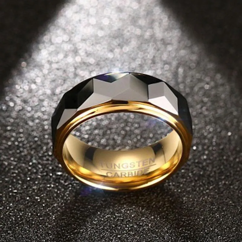 Tungsten Carbide Yellow Gold Rings For Men