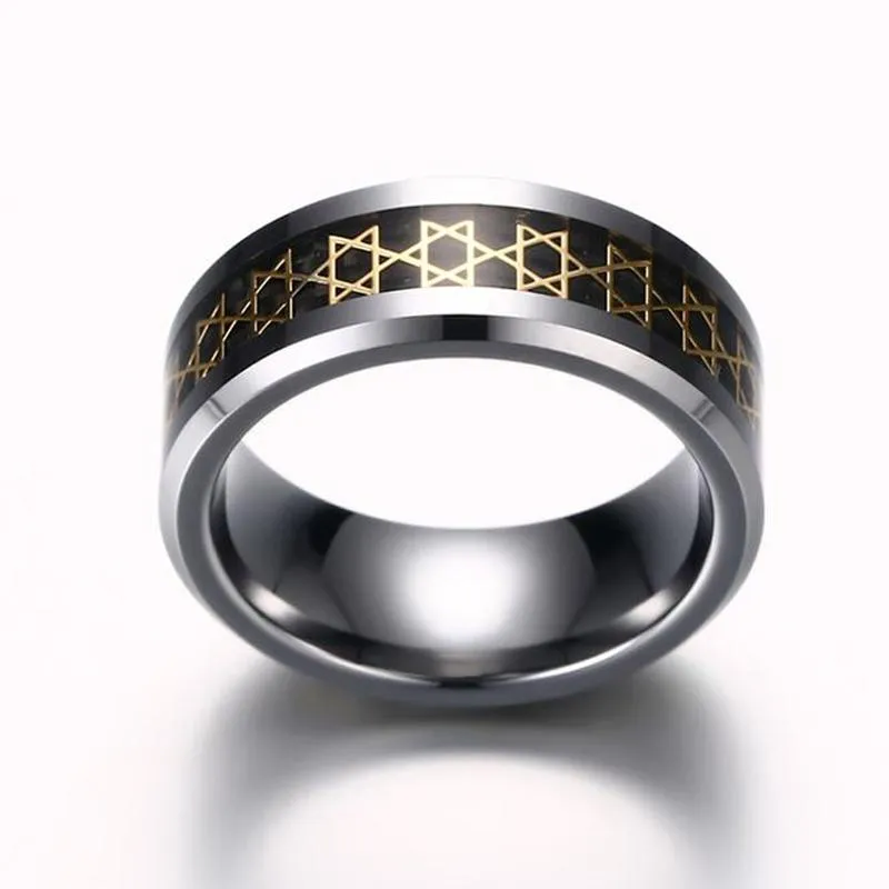 Tungsten Magen Star of David Ring 8 mm