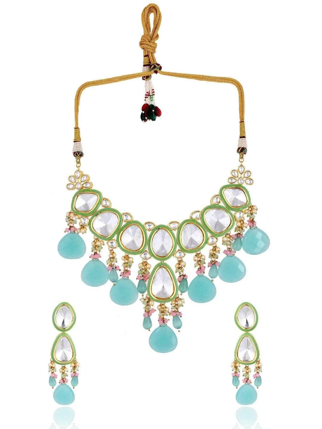 Turquoise Ad Kundan Choker Set