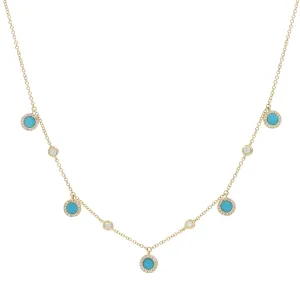 Turquoise Diamond Choker Necklace in 14k Gold