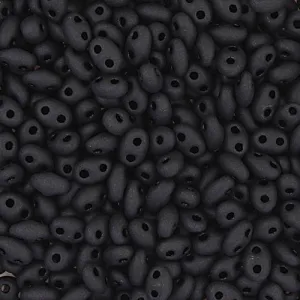 Twin 2Hole Bead 2.5x5mm apx22g Opaque Black Matte