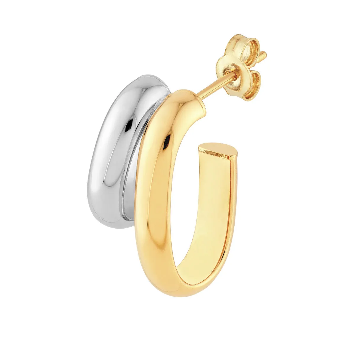 Two-Tone Side by Side Open Hoop Earrings