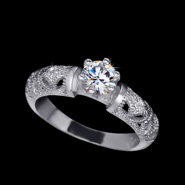 UMODE 0.75 ct AAA  Grade Round Zirconia Ring Fine Carving Craft Wedding Filigree Ring Set for Women Christmas Gift Anel