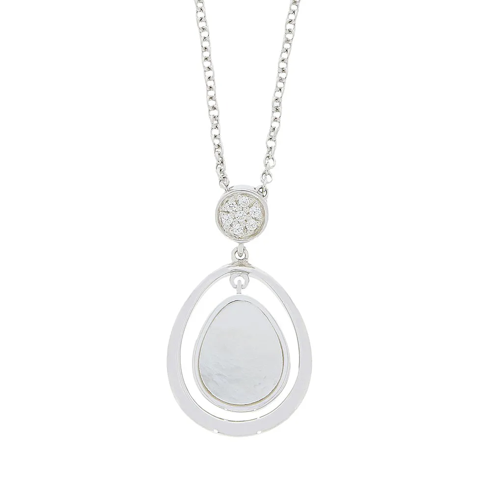 Unique & Co Silver Mother of Pearl Pendant and Chain MK-882