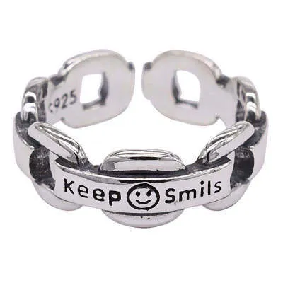 Vintage Smiling Face Finger Rings for Women Adjustable Rings