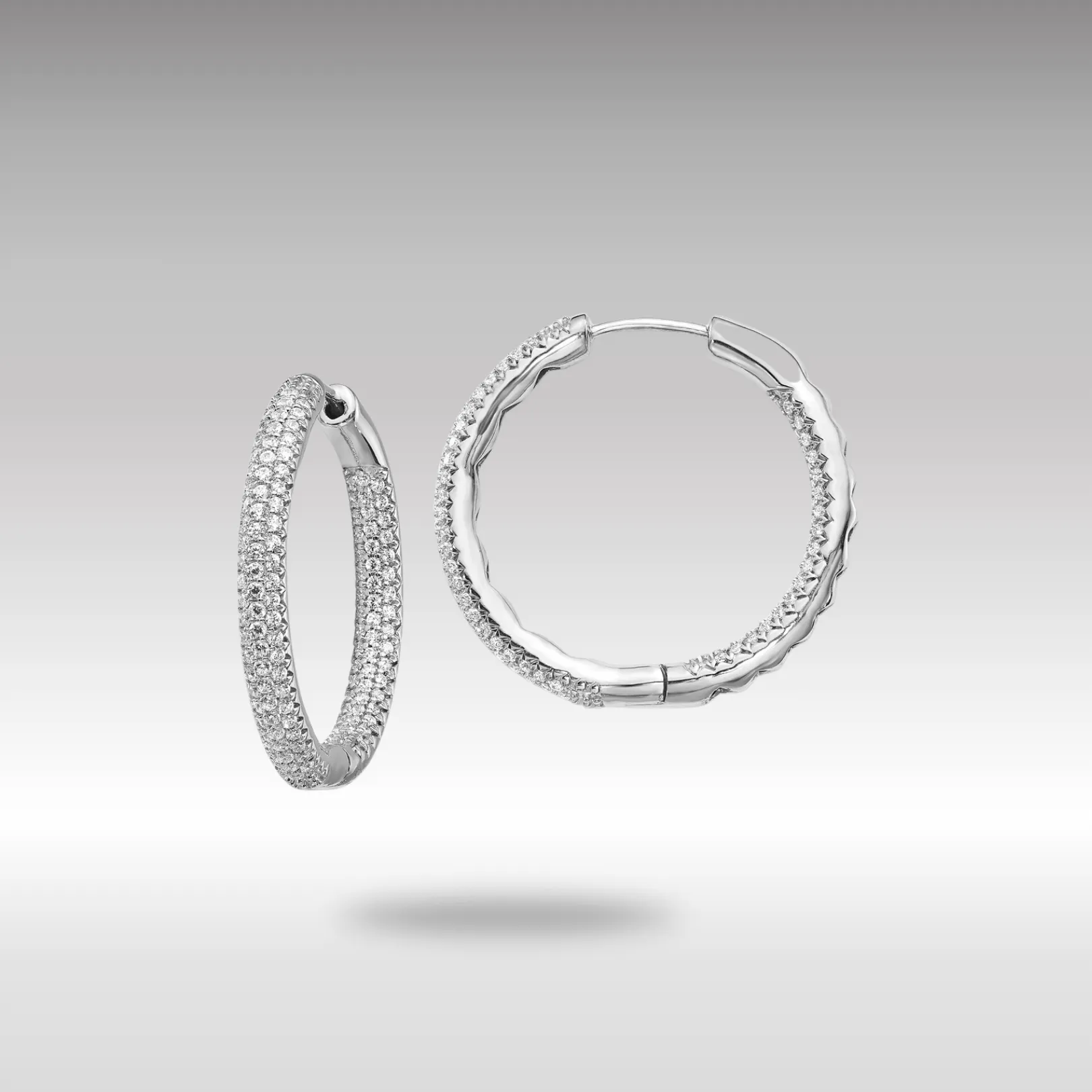 White Gold 1 1/2Ctw Hinged Hoop Diamond Earrings - Model EM5440-150-WA