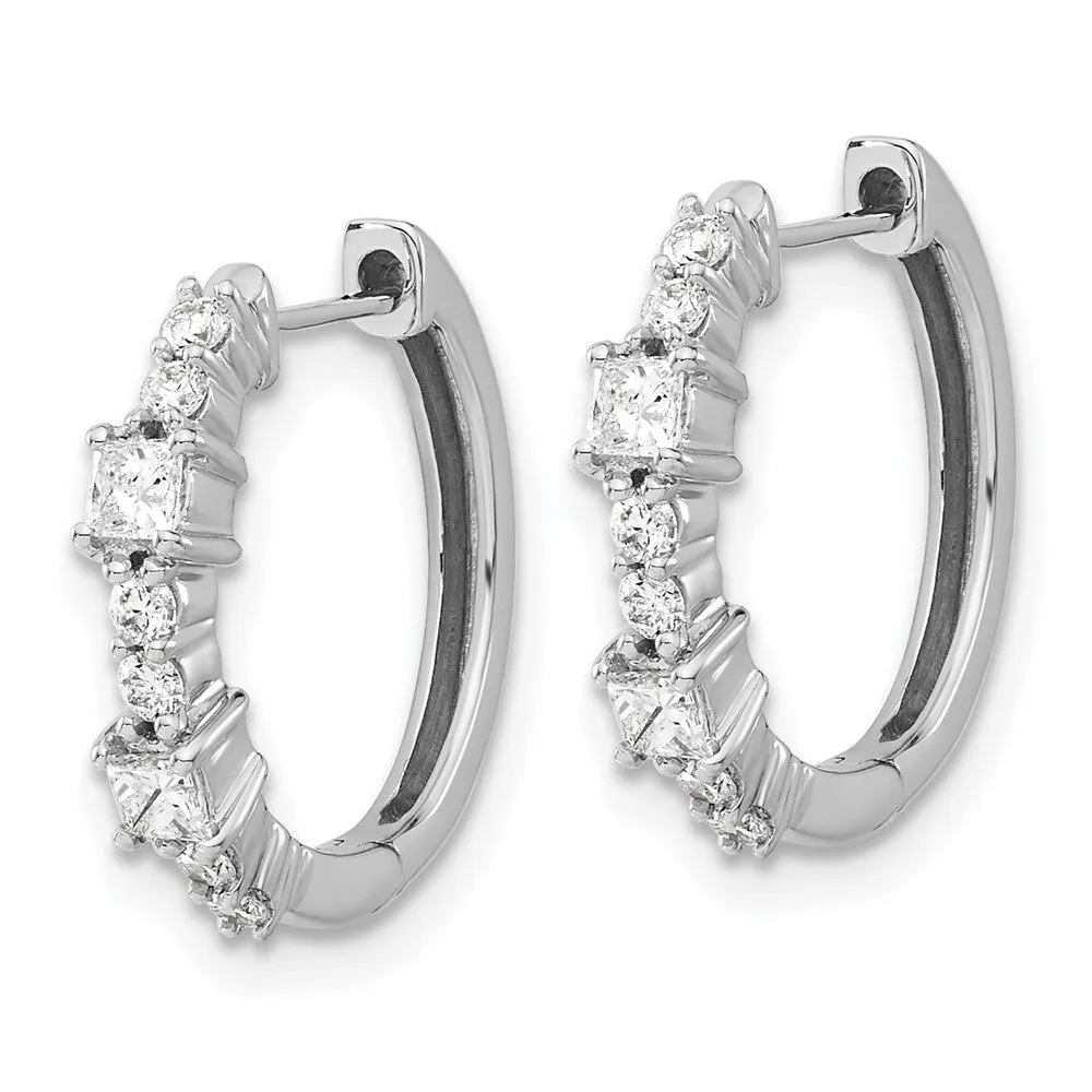 White Gold Diamond Hinged Hoop Earrings - Model EM4257-050-WA