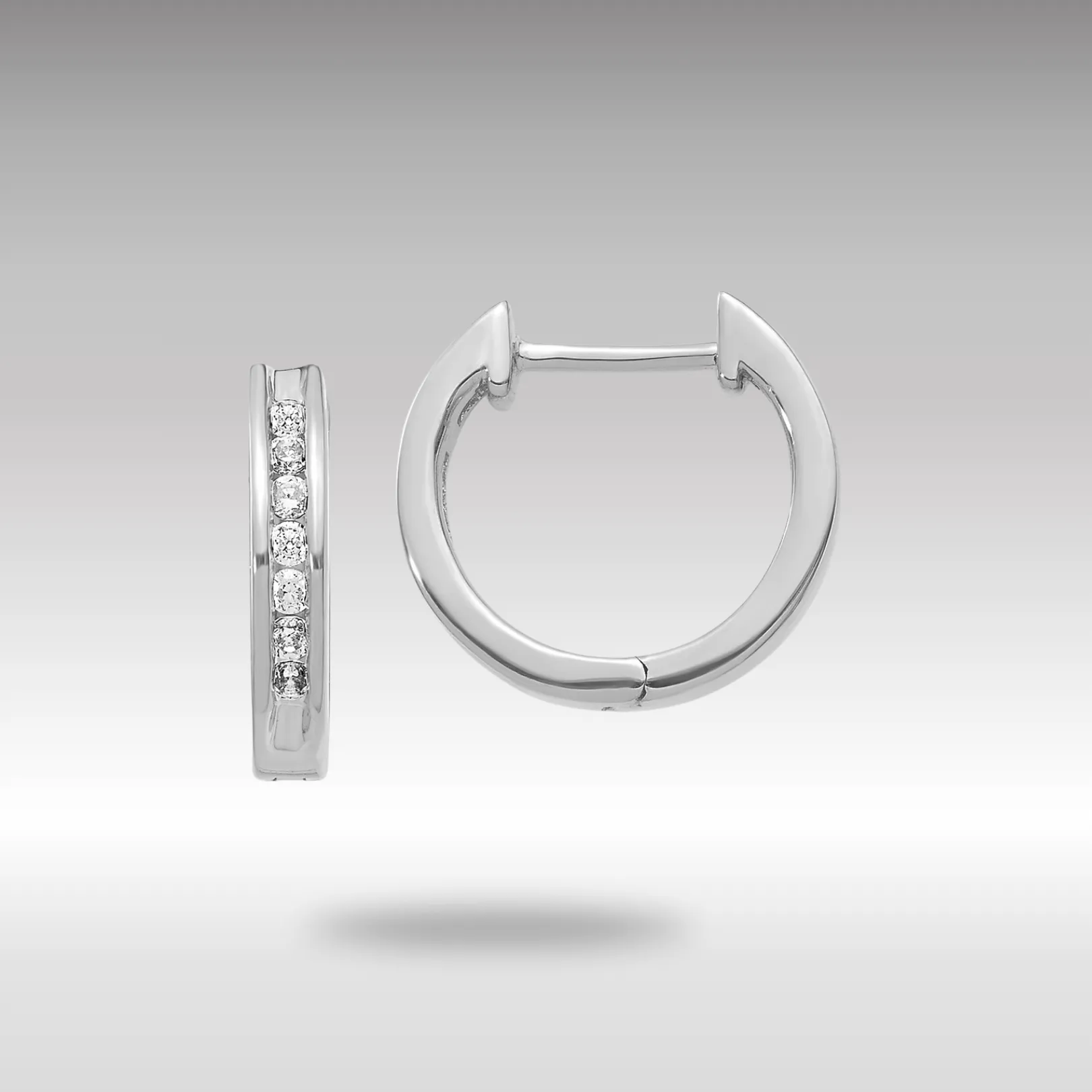 White Gold Diamond Hinged Hoop Earrings - Model EM5351-020-WA