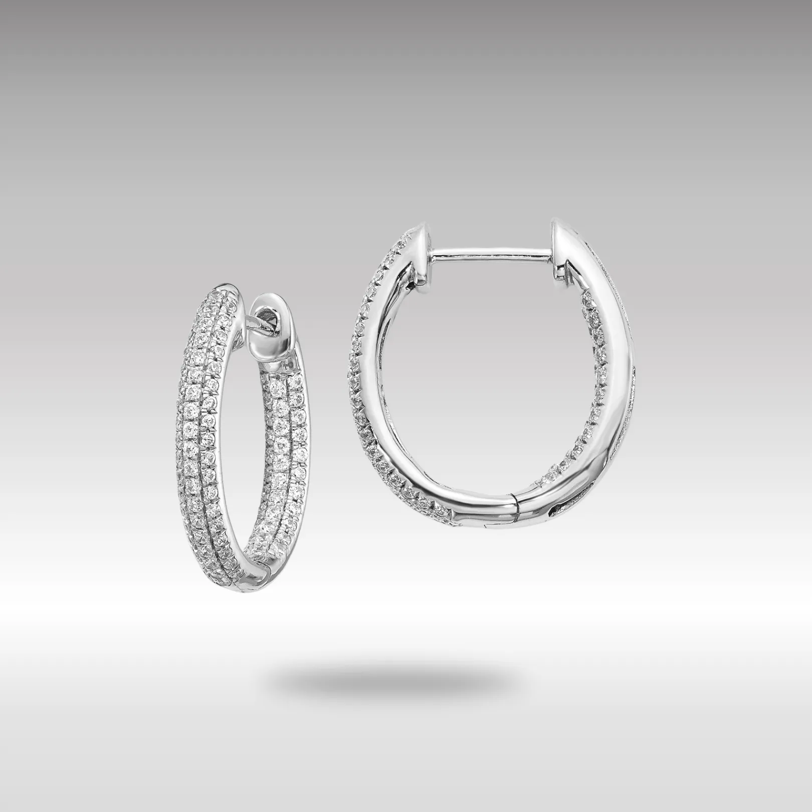 White Gold Diamond In/Out Hinged Hoop Earrings - Model EM5438-062-WA