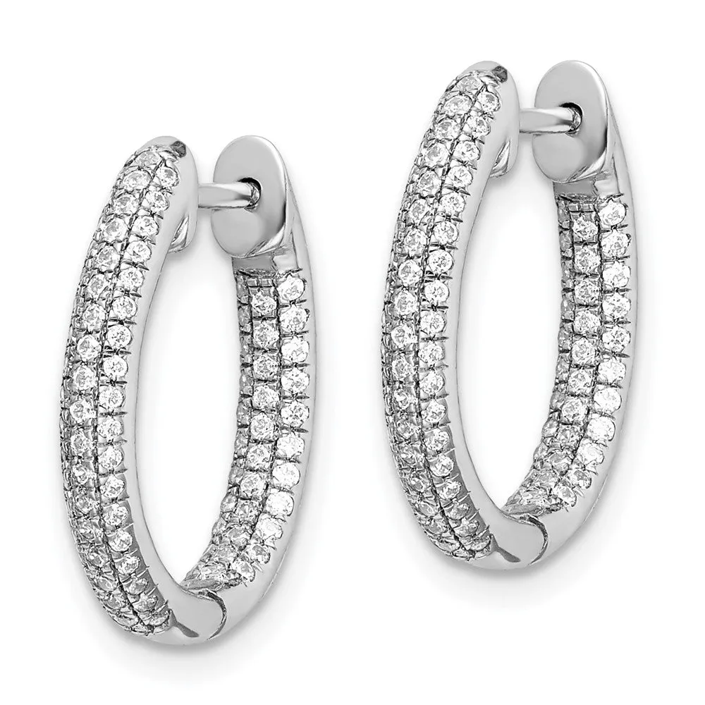 White Gold Diamond In/Out Hinged Hoop Earrings - Model EM5438-062-WA