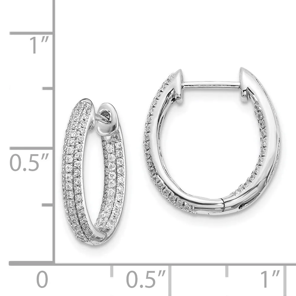 White Gold Diamond In/Out Hinged Hoop Earrings - Model EM5438-062-WA