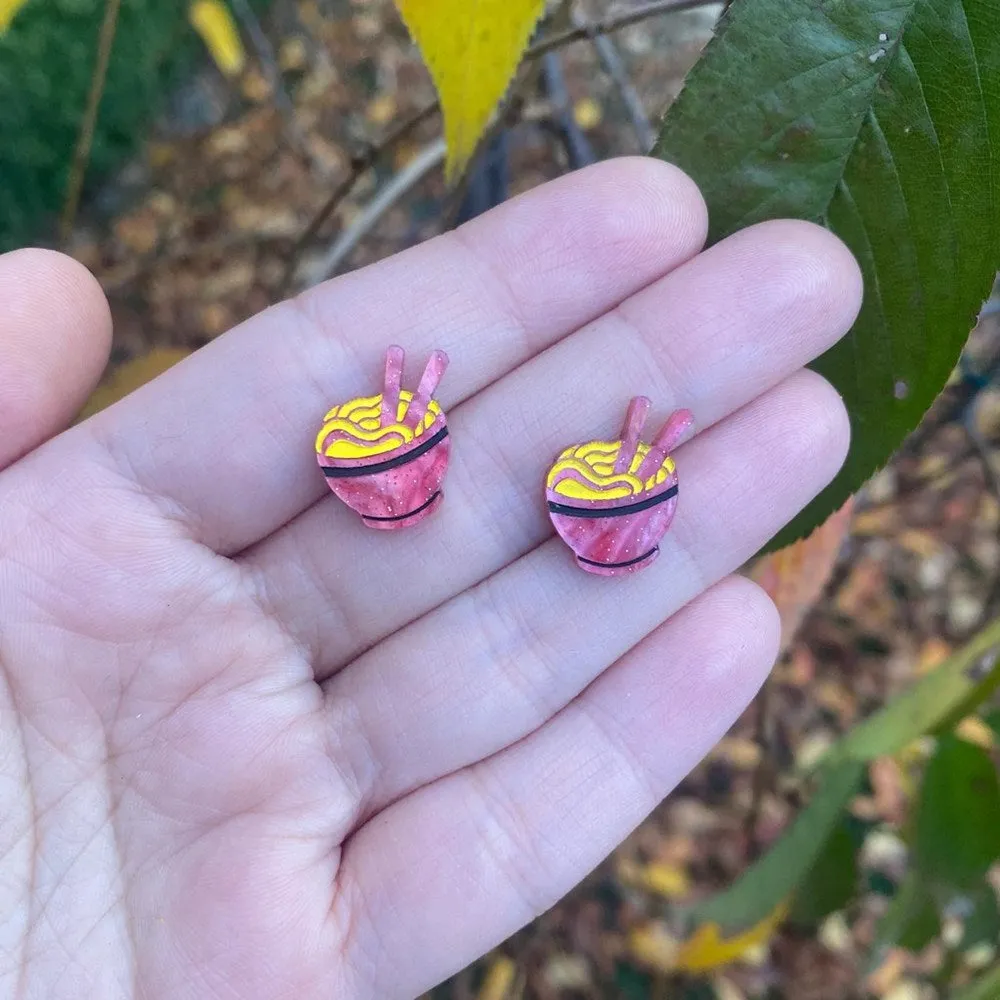 Wood With Words: Acrylic Stud Earrings Noodle Ramen Bowl