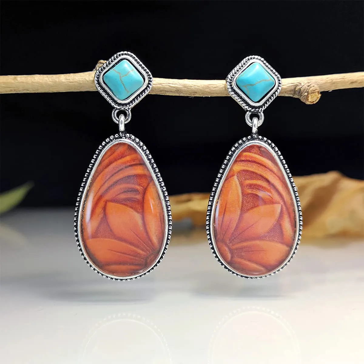 Yellow Chimes Earrings For Women Silver Toned Blue and Orange Stone Studded Tear Drop Shaped Earrings For Women and Girls