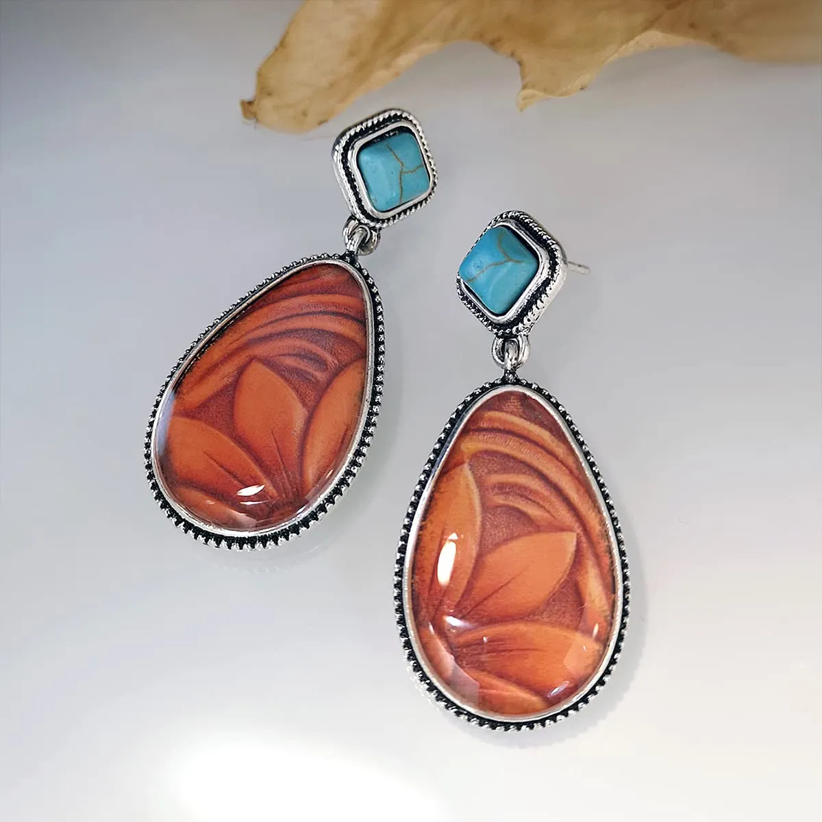 Yellow Chimes Earrings For Women Silver Toned Blue and Orange Stone Studded Tear Drop Shaped Earrings For Women and Girls