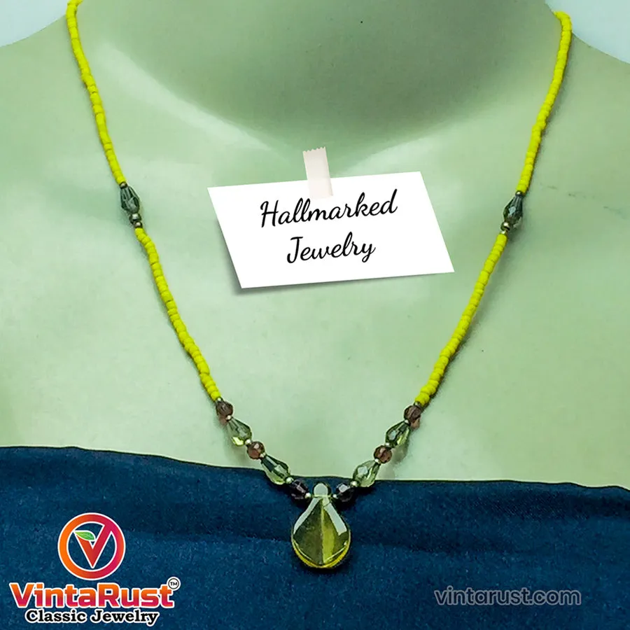 Yellow Delight Beaded Chain  Choker Necklace