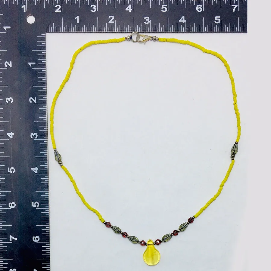 Yellow Delight Beaded Chain  Choker Necklace